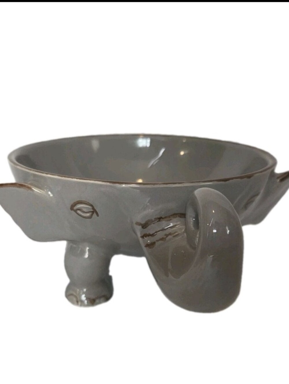 World Market Gray Ceramic Elephant Trinket Key Bowl